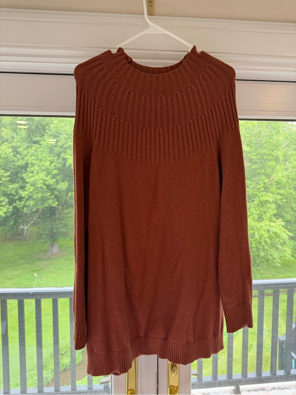 Anthropologie Cozy Rust Crewneck Sweater